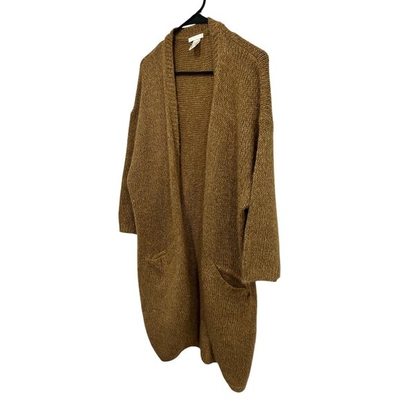 H&M Womens Open Front Cardigan Brown Knit Acrylic Pockets Sz Medium - Picture 3 of 9